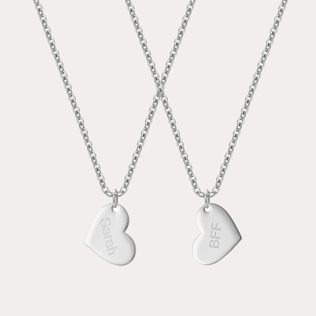 Custom Engraved Heart Necklace - Double Sided