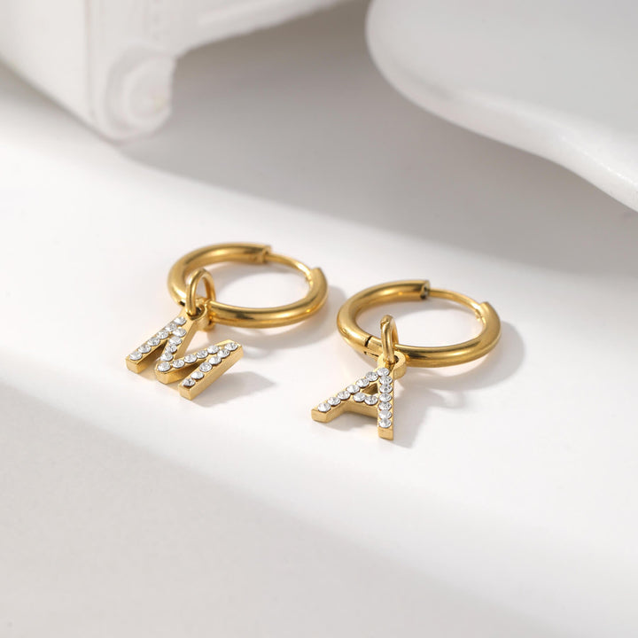 Custom Crystal Initial Earrings