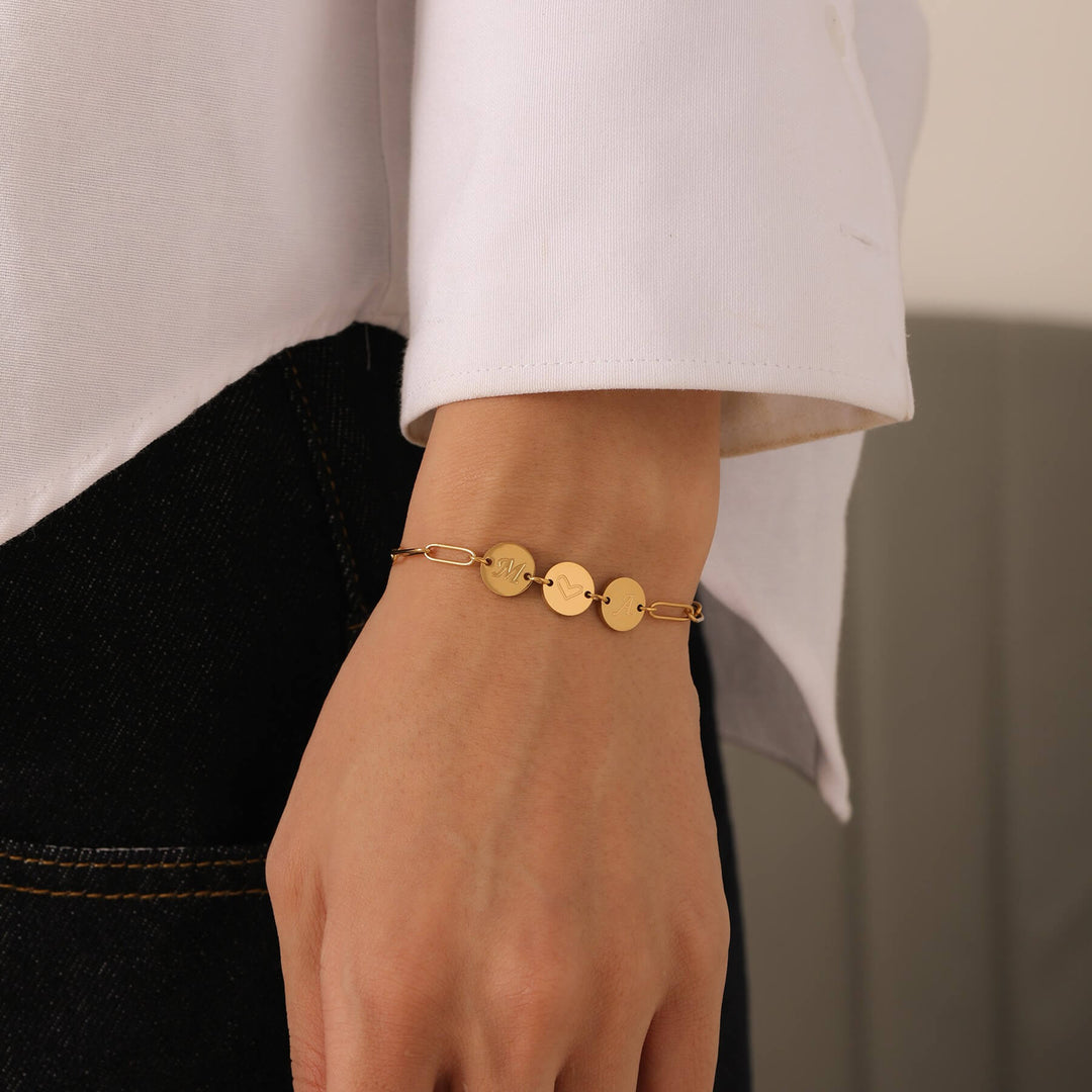 Custom 3-Initial Pin Chain Bracelet