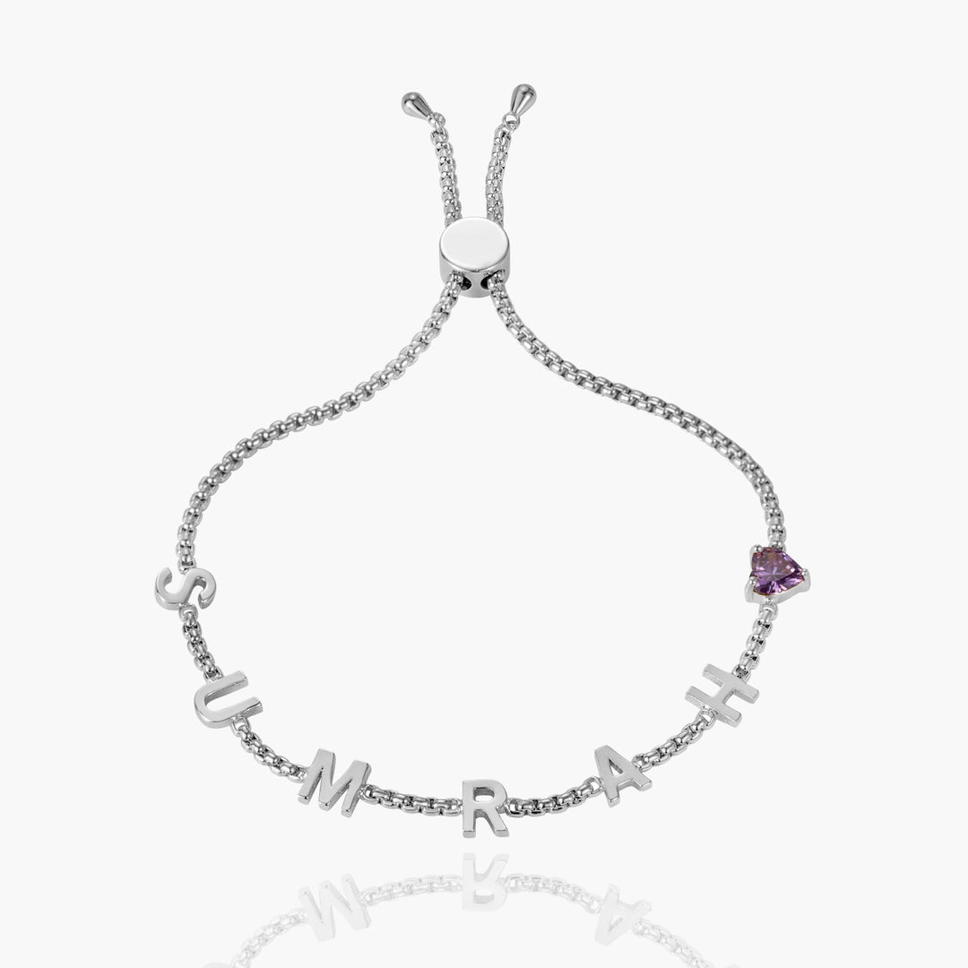 Custom Heart Birthstone Bracelet