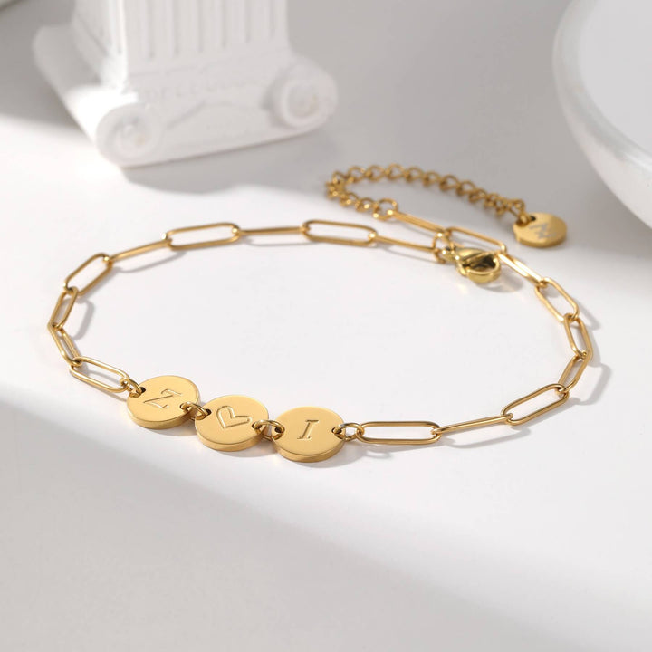 Custom 3-Initial Pin Chain Anklet