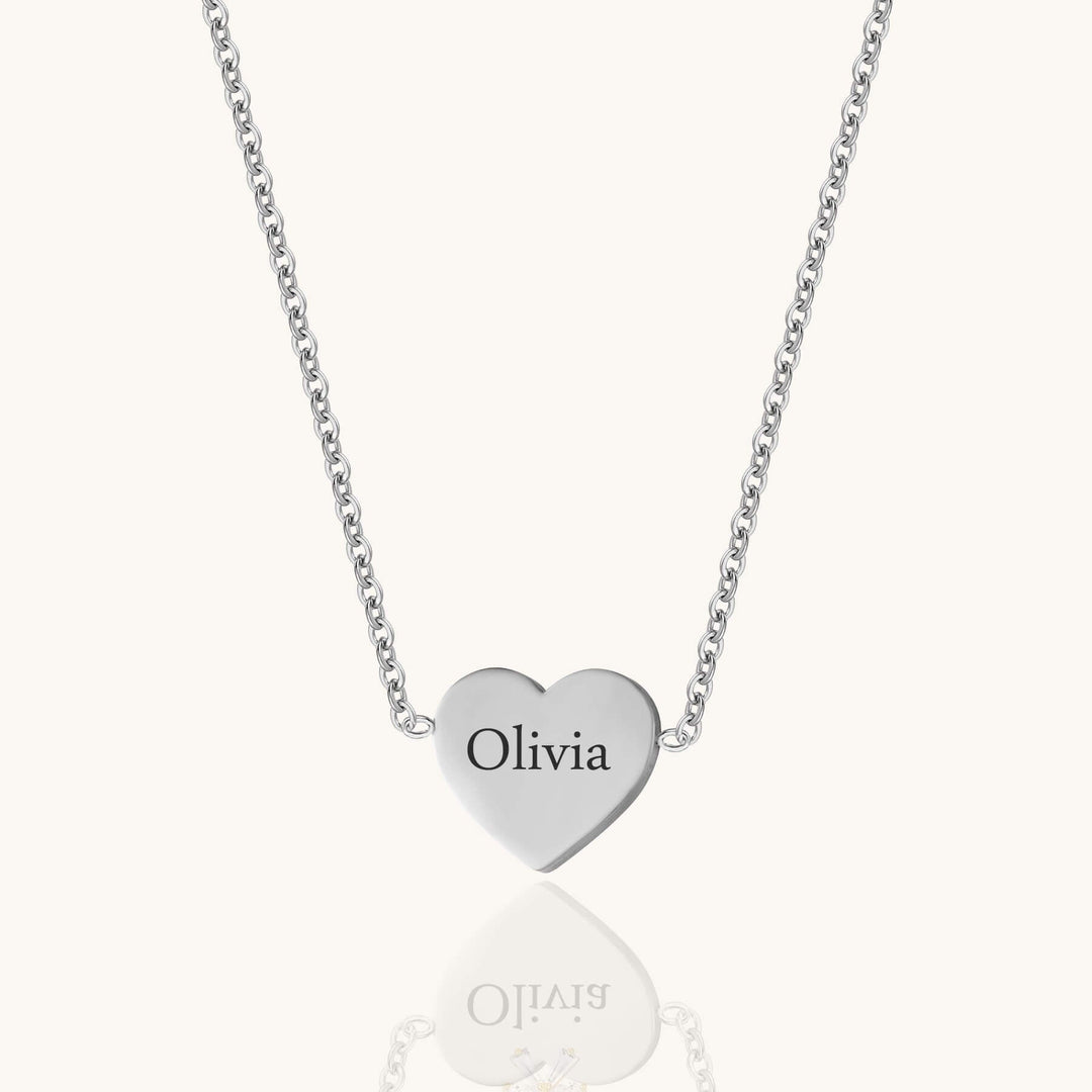 Custom Heart Engraved Name Necklace