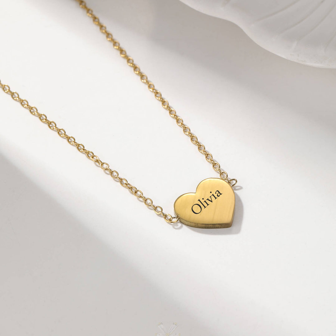 Custom Heart Engraved Name Necklace