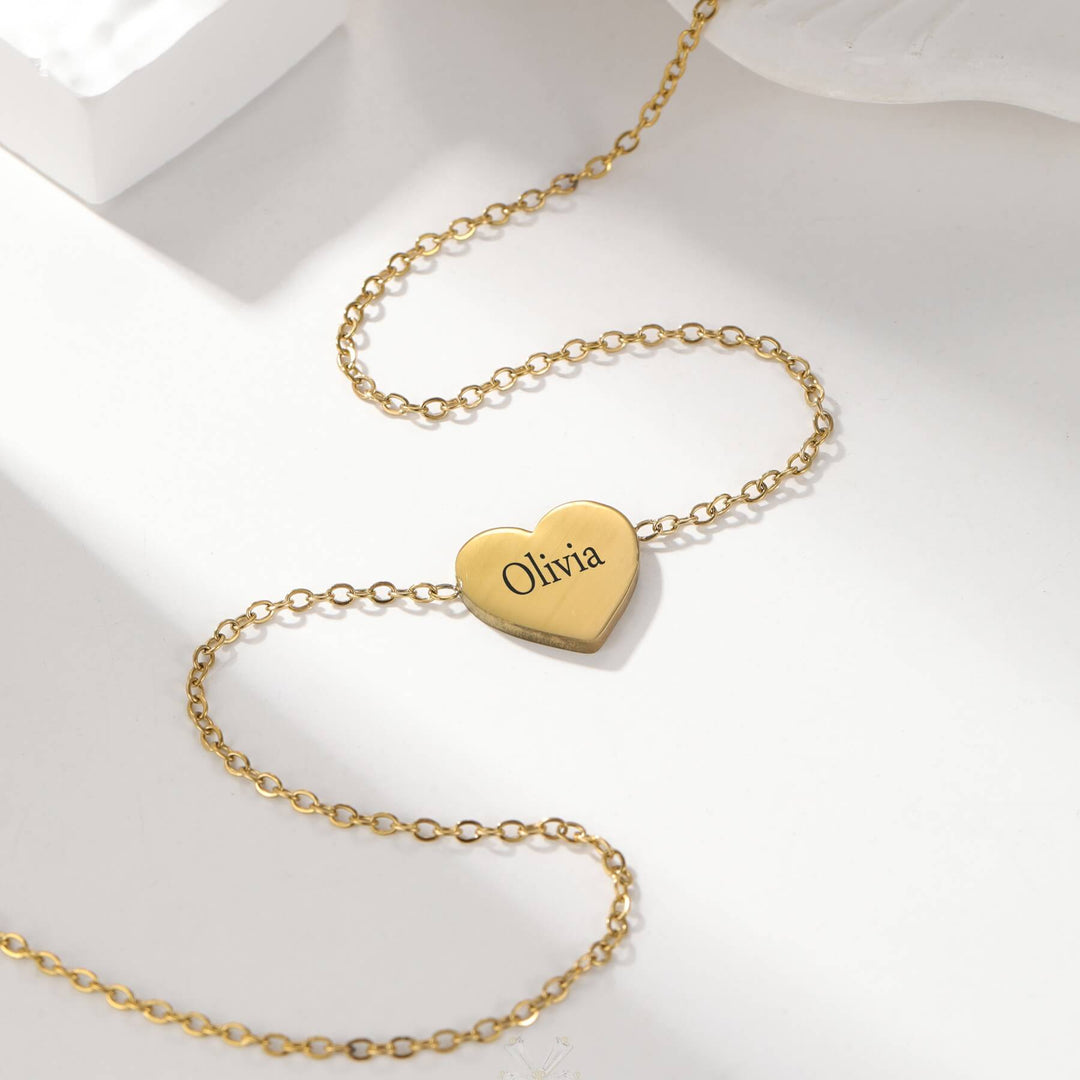 Custom Heart Engraved Name Necklace