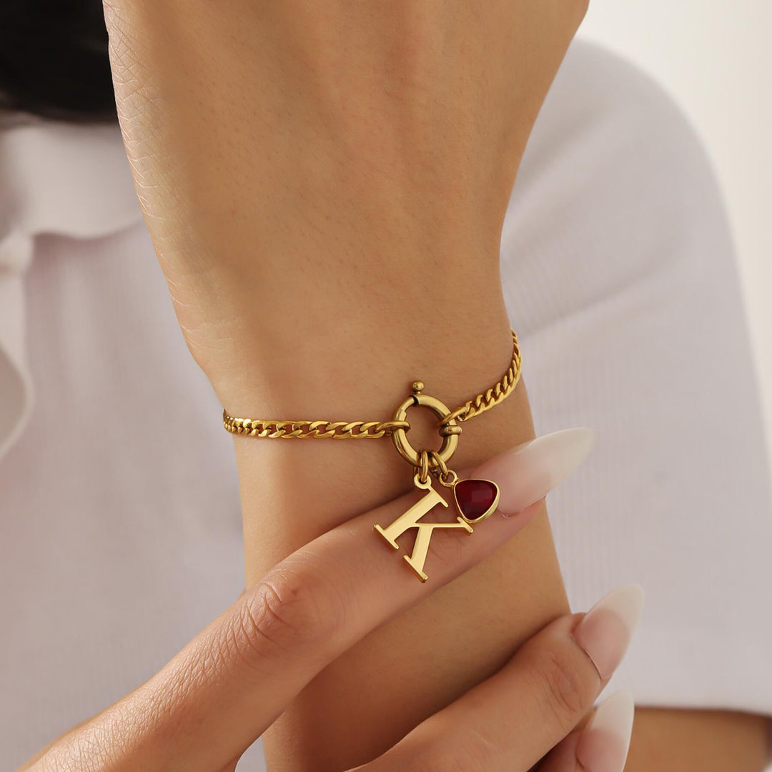 Custom Initial Birthstone Bracelet