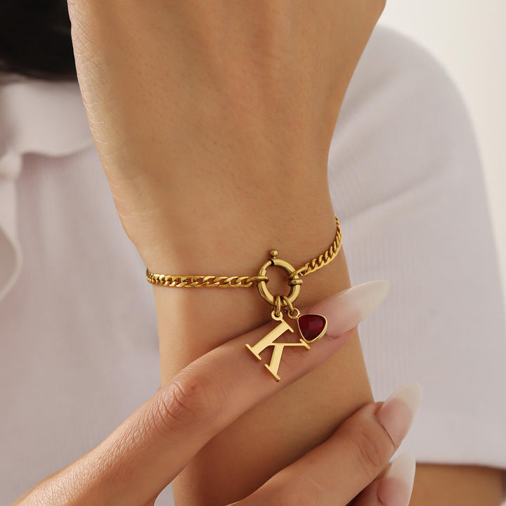 Custom Initial Birthstone Bracelet