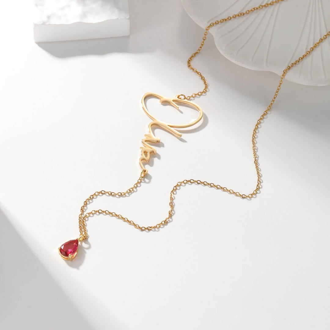 Custom Signature Birthstone Necklace