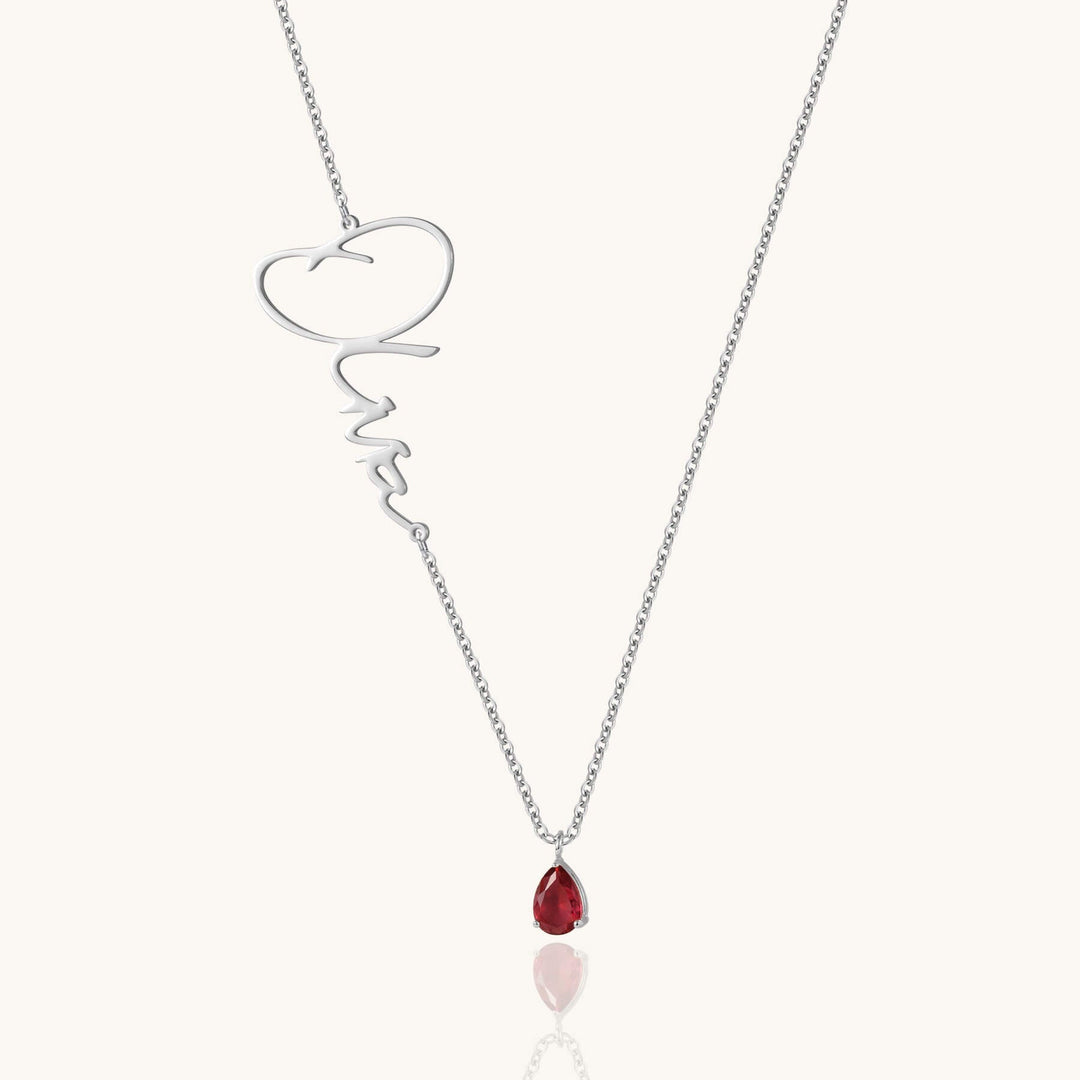 Custom Signature Birthstone Necklace