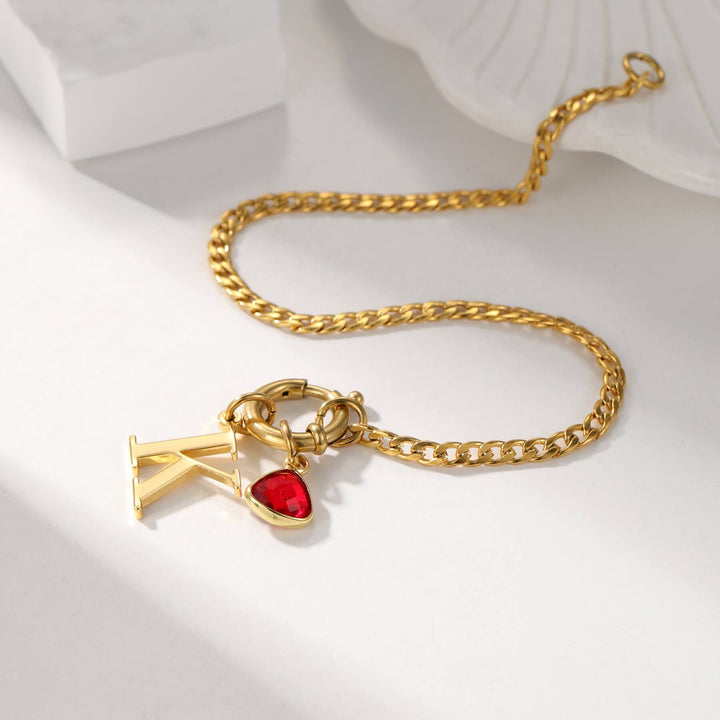 Custom Initial Birthstone Bracelet