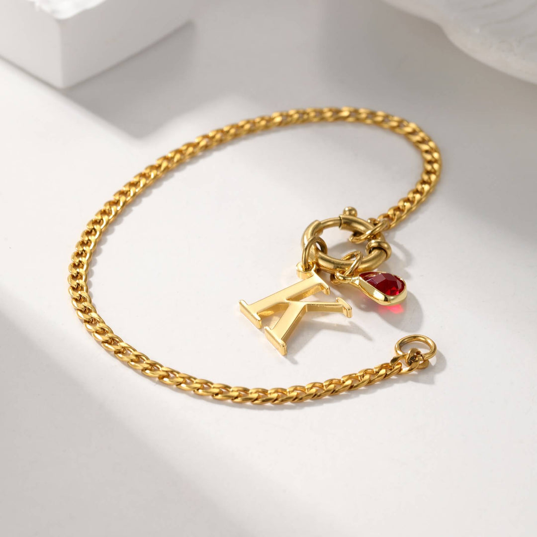 Custom Initial Birthstone Bracelet