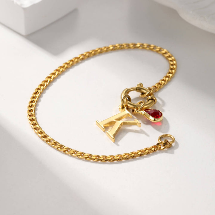 Custom Initial Birthstone Bracelet