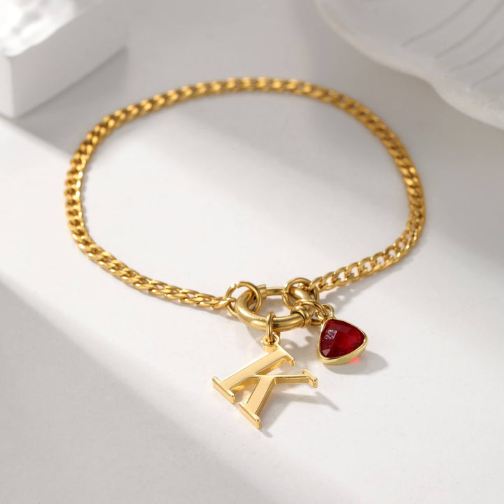 Custom Initial Birthstone Bracelet