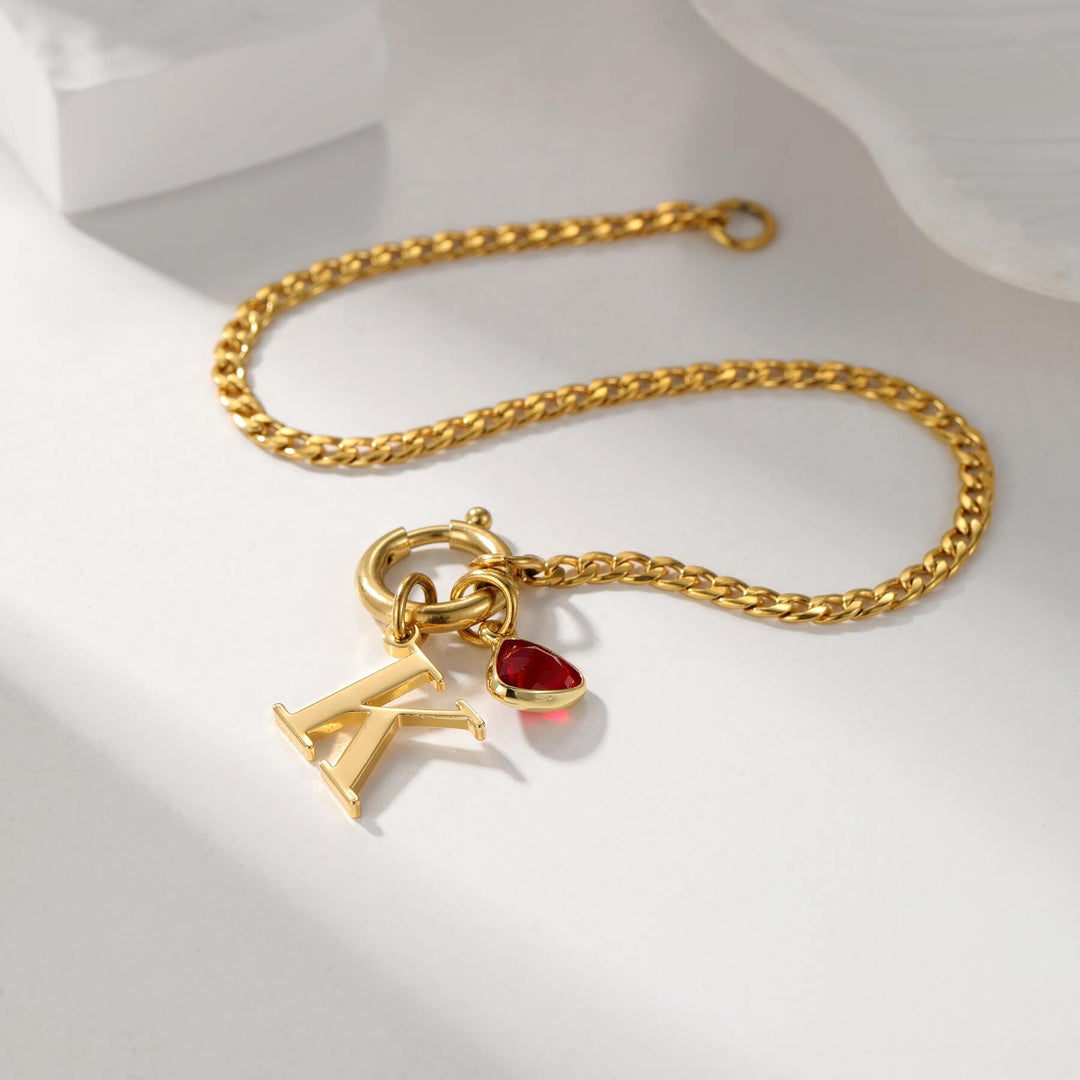 Custom Initial Birthstone Bracelet