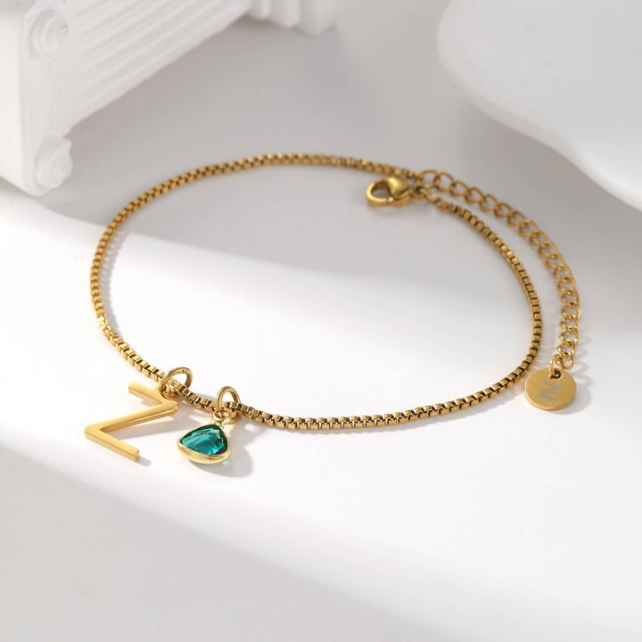 Custom Initial Birthstone Anklet