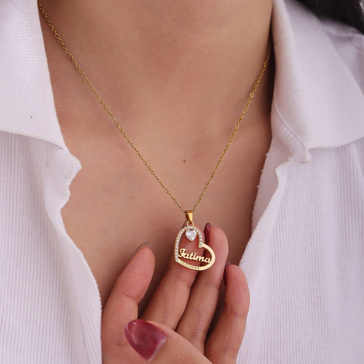 Custom Crystal Heart Name Necklace