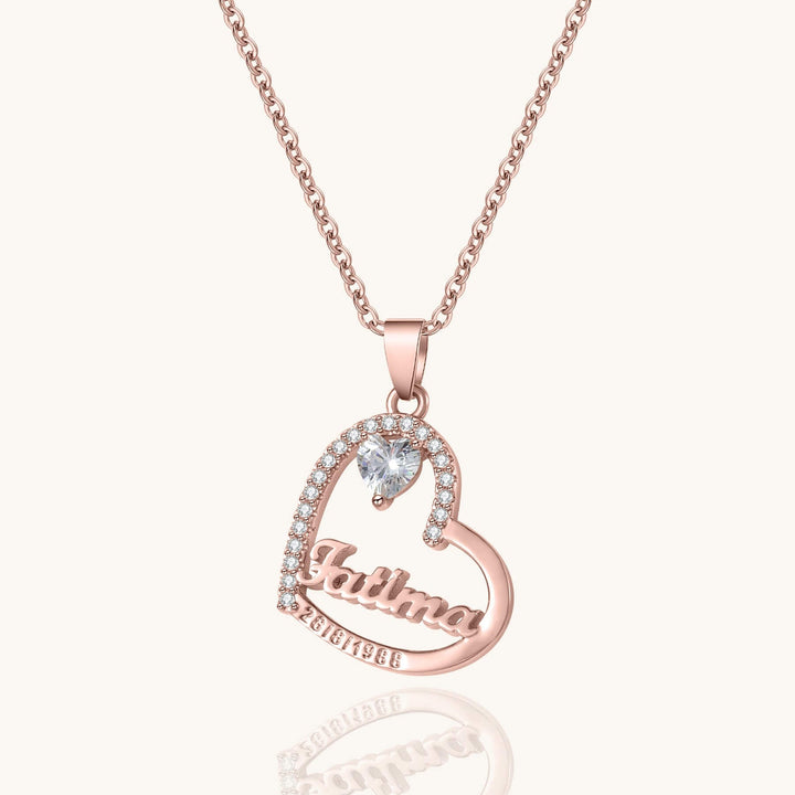 Custom Crystal Heart Name Necklace