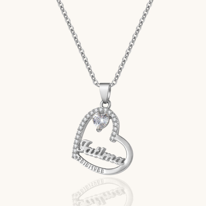 Custom Crystal Heart Name Necklace