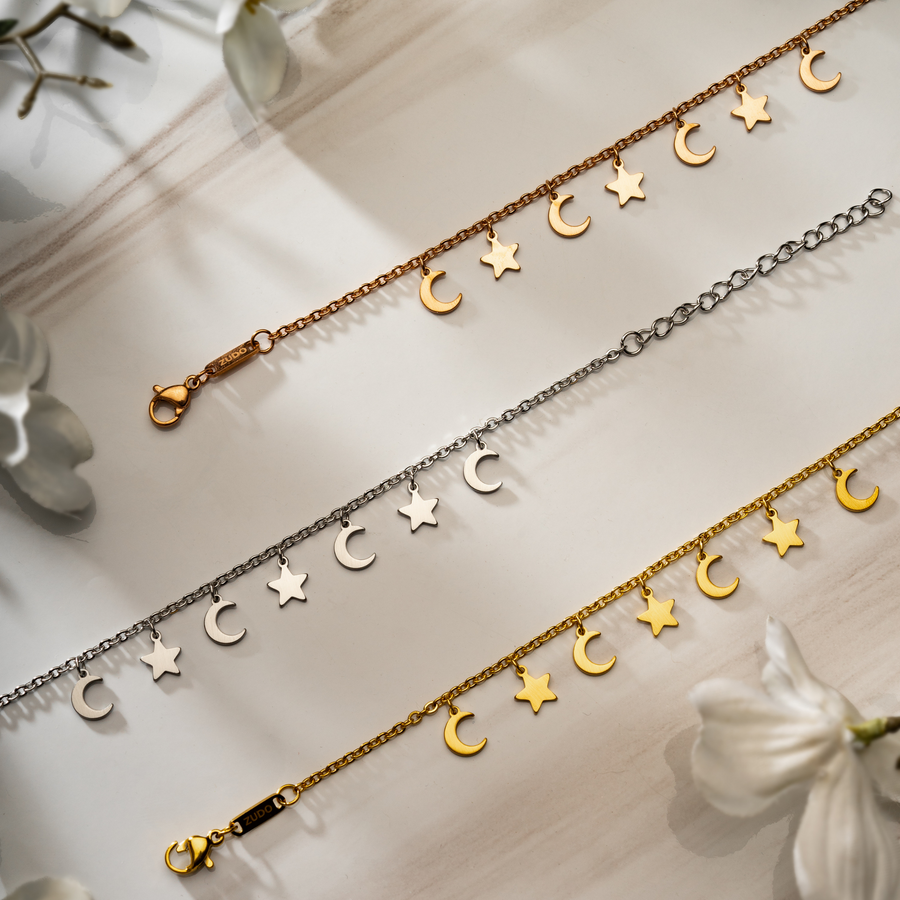 Dangling-star-and-moon-bracelet